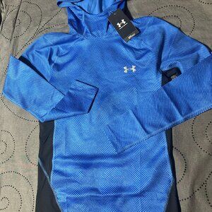 UNDER ARMOUR INFRARED BLUE'S BLACK COMPRESSION BASE LAYER HOODIE SIZE L MEN $80